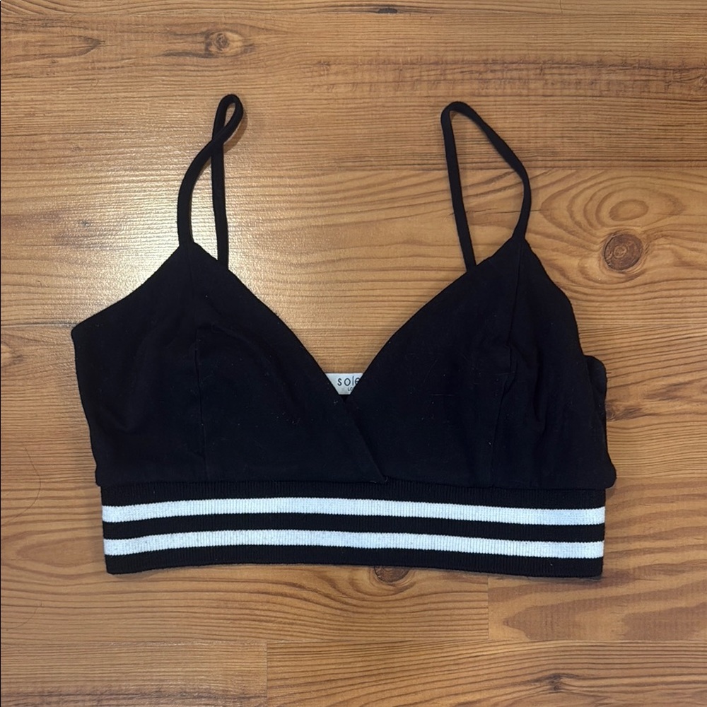 Black and White Striped Women's Bralette Top